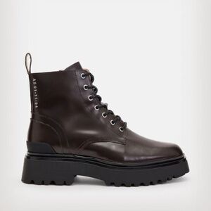 ALLSAINTS Womens Burgundy Dark Brown Flint Leather Boots Size US 8